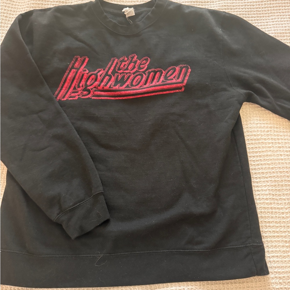 The Highwomen Black Crewneck Sweater with Red Accents